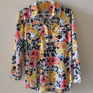 NORDSTROM FLORAL 100% SINK BUTTON DOWN